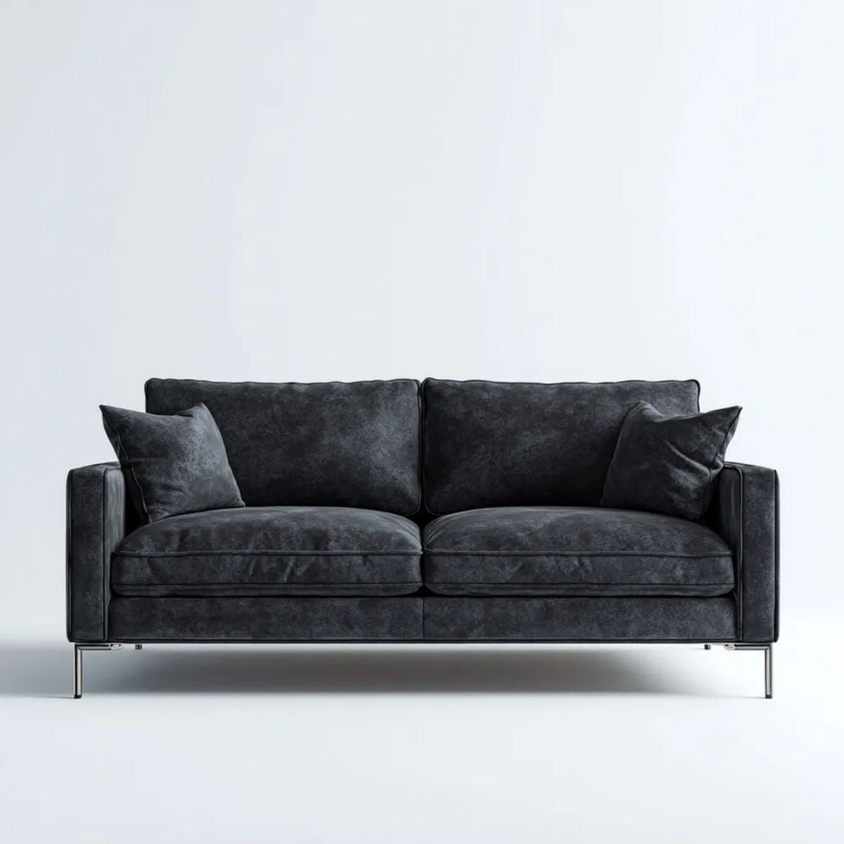 Grafitowa sofa dwuosobowa z aksamitu, 180 x 90 x 85 cm