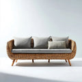3-osobowa sofa ogrodowa z technorattanu PE, naturalny brązowy/szary, 200 × 80 × 82 cm