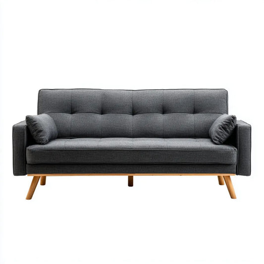 Rozkładana sofa 3-osobowa z tkaniny, ciemnoszara, 200 x 85 x 85 cm