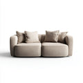 Beżowa sofa dwuosobowa z tapicerką poliestrową 220 × 100 × 78 cm