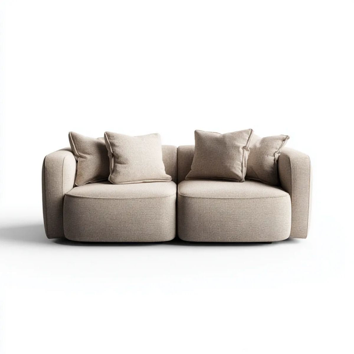 Beżowa sofa dwuosobowa z tapicerką poliestrową 220 × 100 × 78 cm
