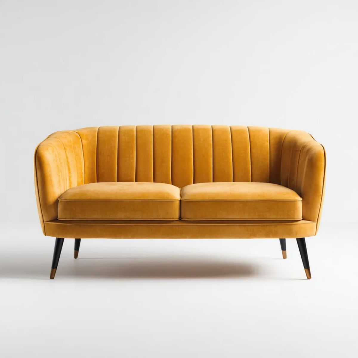 Dwuosobowa sofa musztardowa z aksamitu 150 x 78 x 78 cm