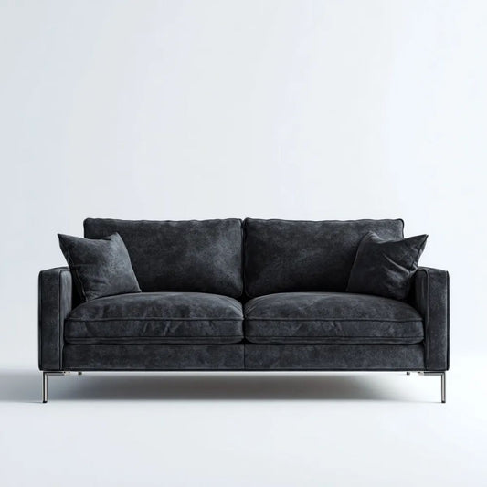 Grafitowa sofa dwuosobowa z aksamitu, 180 x 90 x 85 cm