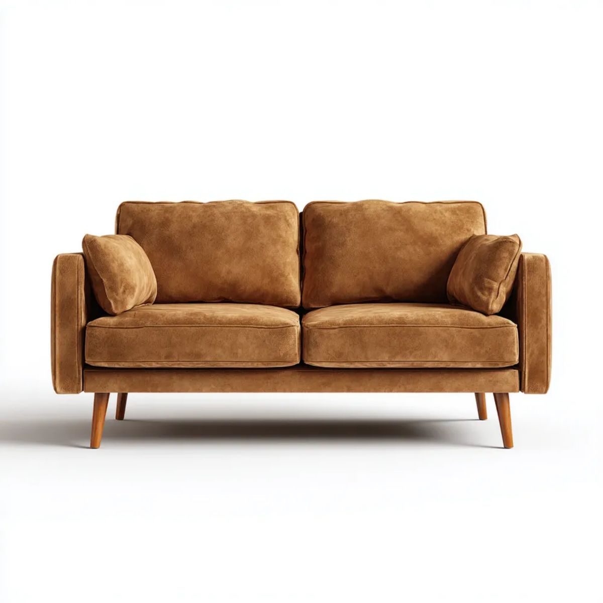 Dwuosobowa sofa z mikrofibry koniakowa 160 × 85 × 85 cm w stylu retro