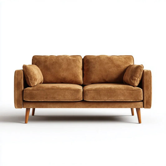 Dwuosobowa sofa z mikrofibry koniakowa 160 × 85 × 85 cm w stylu retro