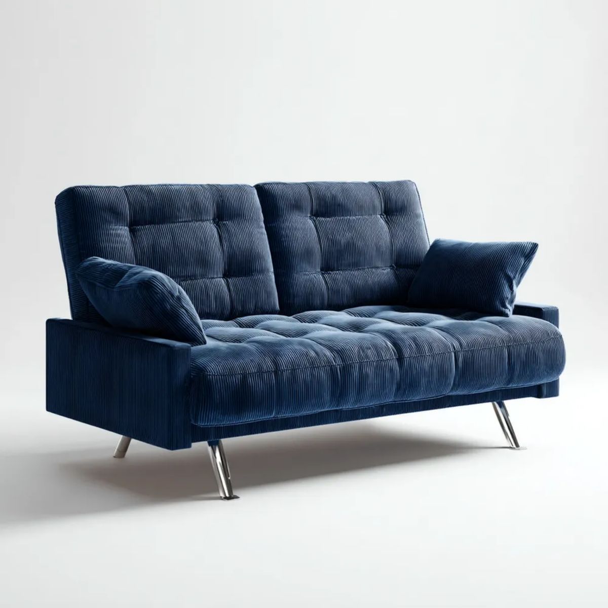 Sofa 2-osobowa granatowa ze sztruksu poliestrowego 190 x 90 x 88 cm