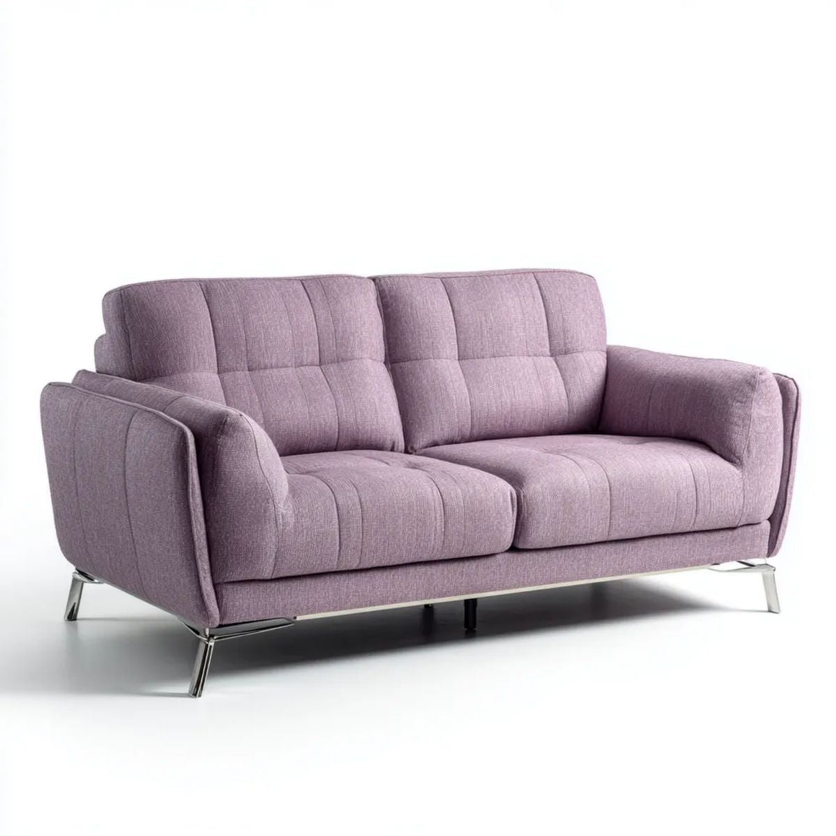 Dwuosobowa sofa liliowa z poliestrową tapicerką i stalowymi nogami, 170 × 90 × 90 cm