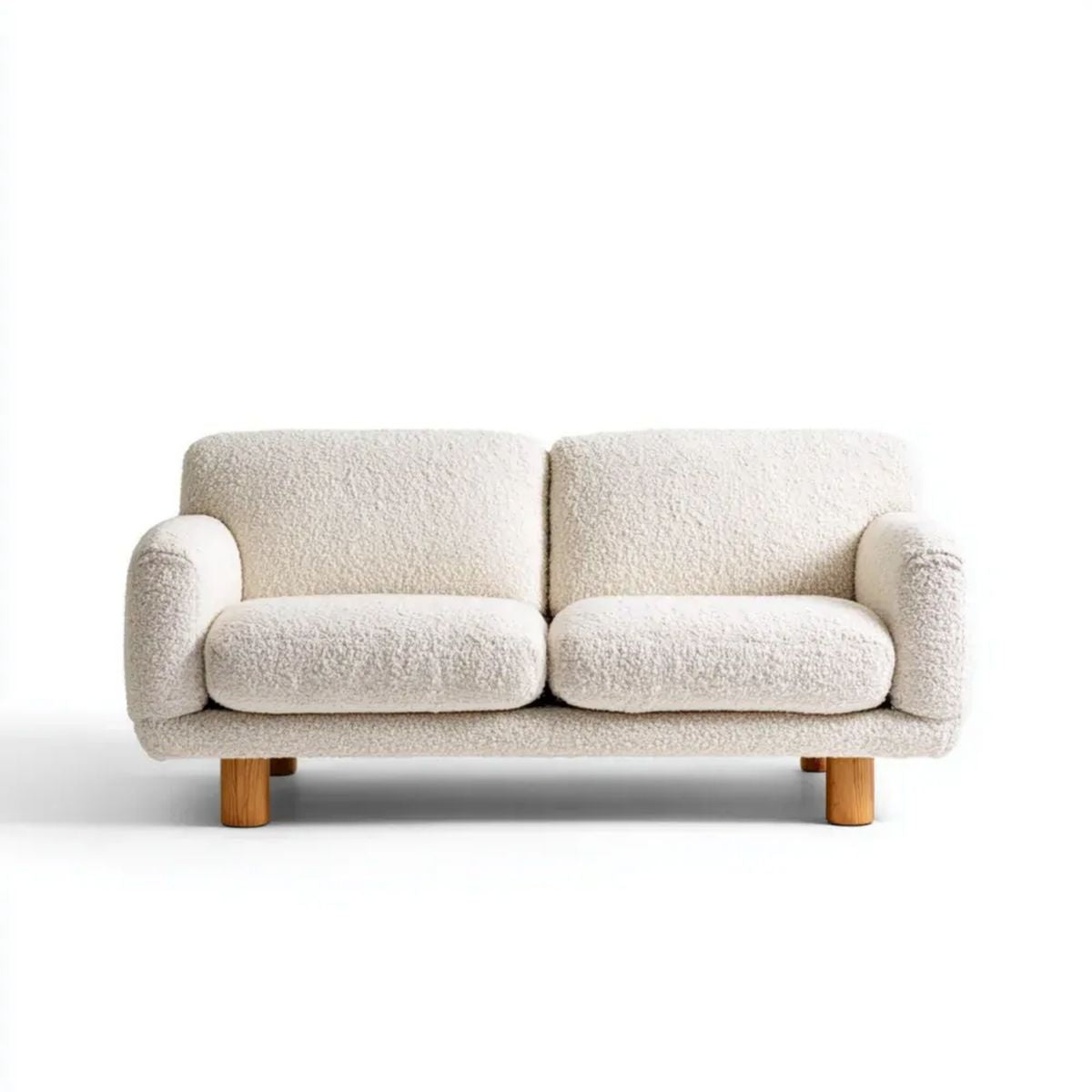 Dwuosobowa sofa z poliestru bouclé, kremowa, 170 x 90 x 78 cm