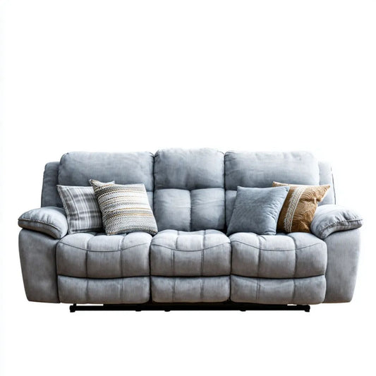 Szara sofa 3-osobowa z poliestru, 220 × 95 × 102 cm