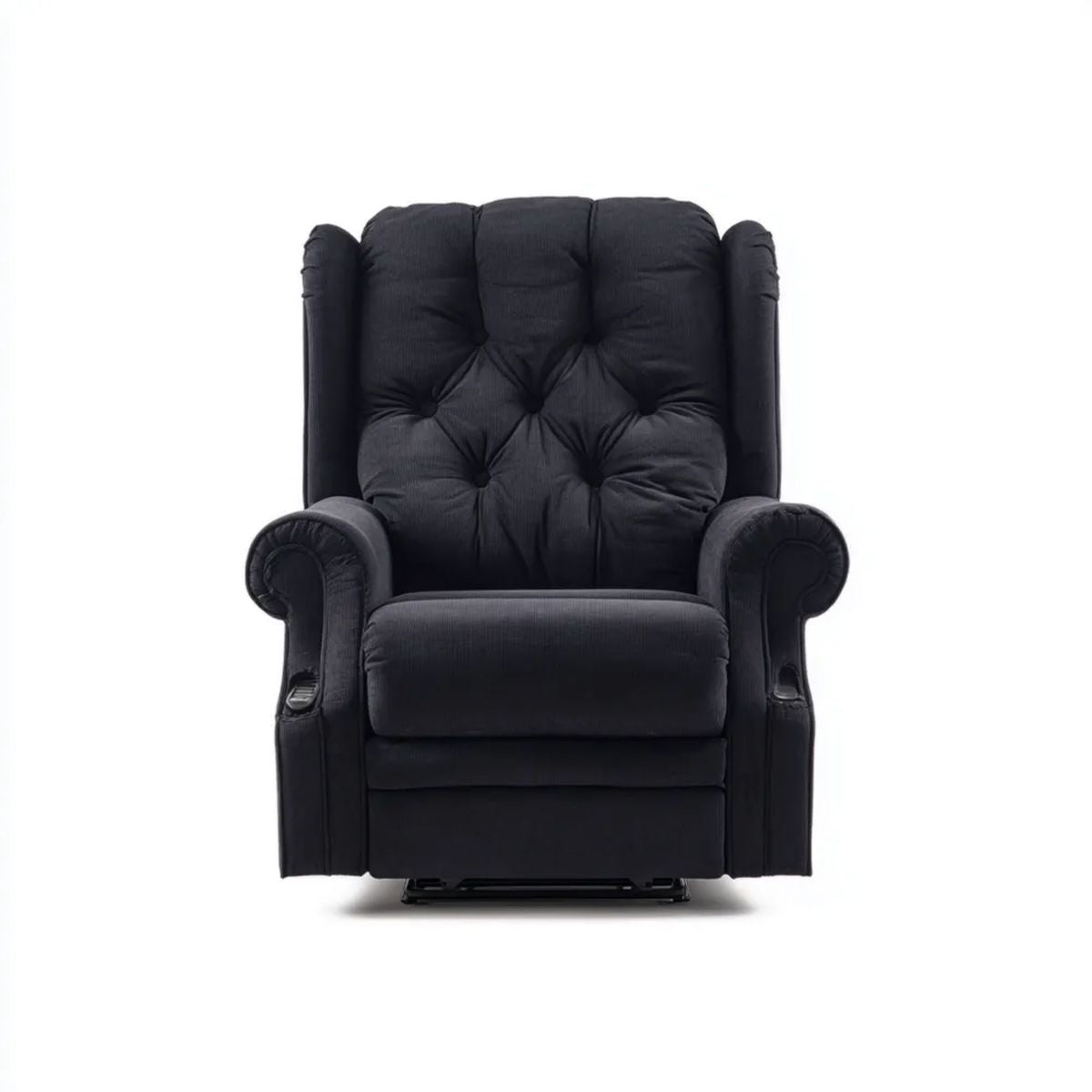Czarny fotel rozkładany relaksacyjny z poliestru sztruksowego 95 × 95 × 105 cm