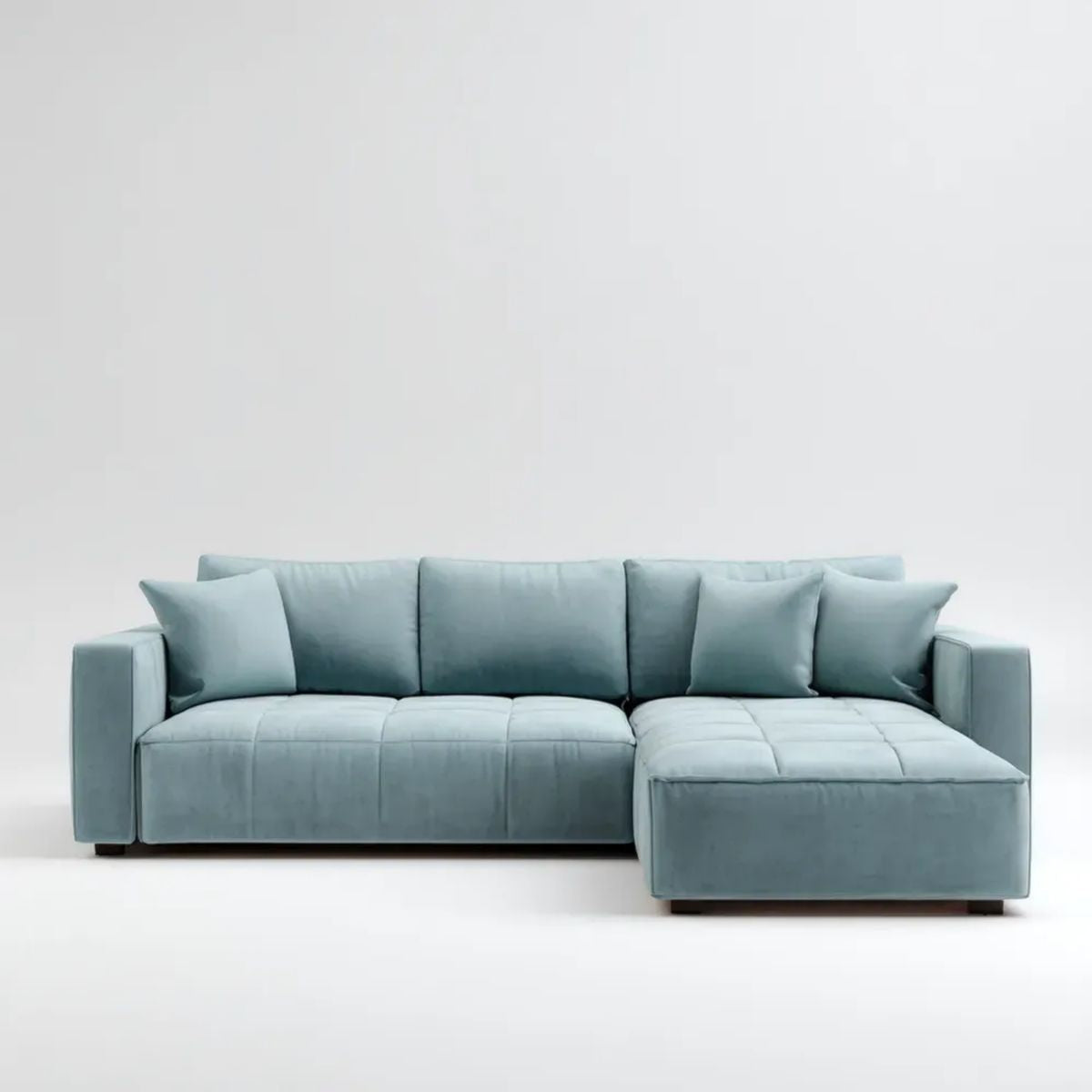 Sofa narożna prawostronna z aksamitu jasnoniebieska 260 x 160 x 85 cm