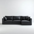 Czarna 4-osobowa sofa narożna w kształcie L ze skóry syntetycznej PU, prawostronna, 280 × 160 × 85 cm
