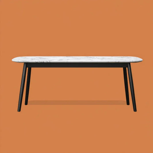Owalny stół do jadalni biały z czarnym stelażem MDF i stali 180 x 90 x 75 cm