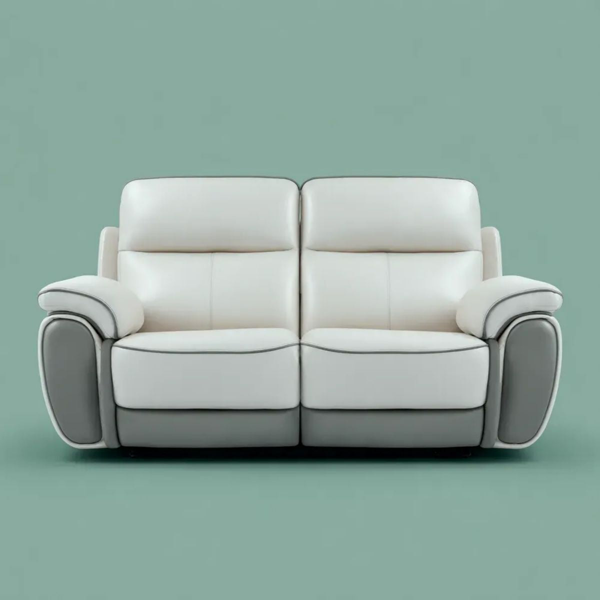 Sofa dwuosobowa biała i szara z tapicerką PU 160 x 92 x 100 cm